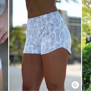Love Fitness White Pineapple Shorts size L